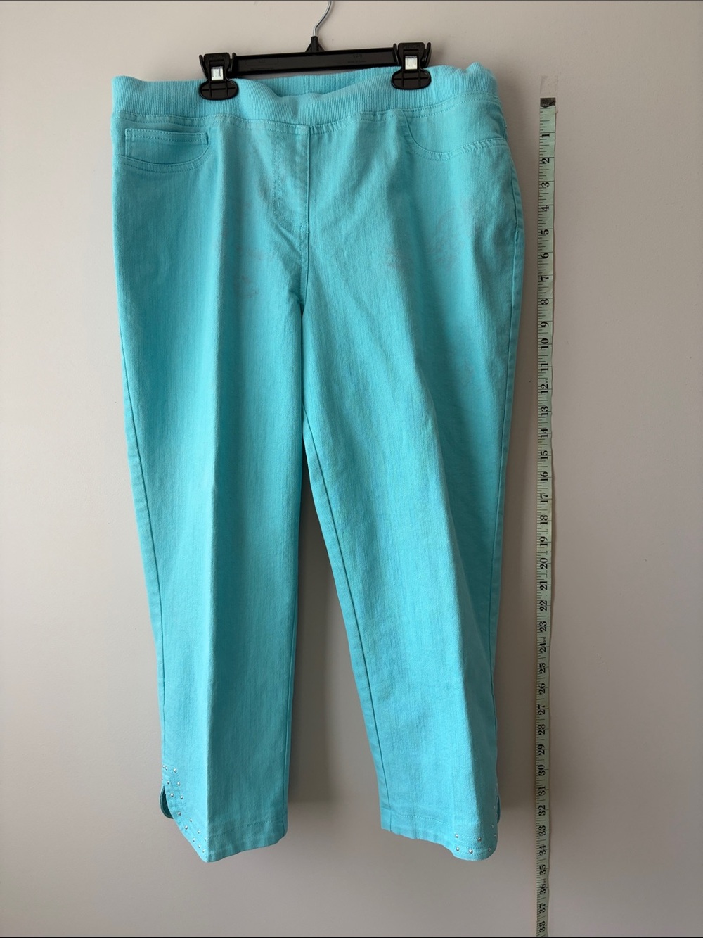 hearts of palm Turquoise Stretch Cropped Jeans